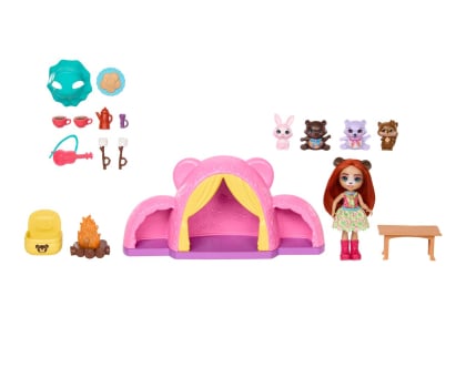 Lalka i akcesoria Mattel Enchantimals Wycieczka pod namiot + Lalka miś